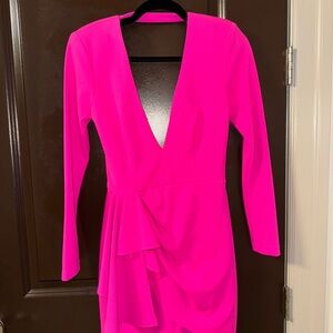 Betsy & Adam Vibrant Pink Long Sleeve Dress